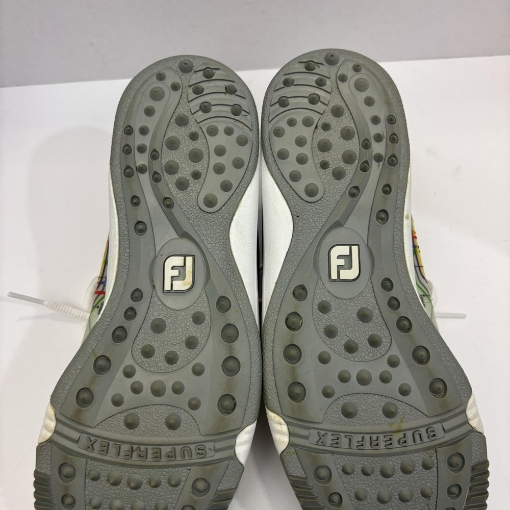 FootJoy SuperFlex Spikeless Golf Shoes Womens‎ 7.5M White Map Print 92913 Retro - Picture 12 of 13